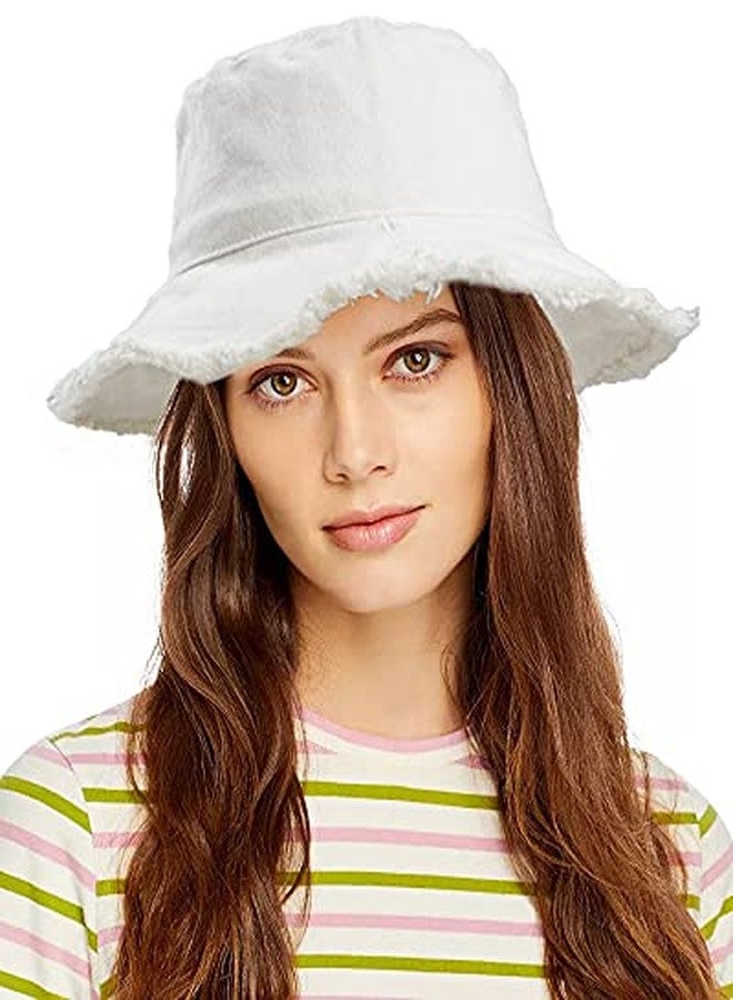 Pogah Bucket-Hat-Distressed Washed-Cotton Summer-Sun-Hat Solid Wide Brim Fisherman Cap (Size: 7 1/8) - Image 2